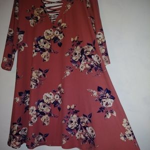 Coral Mini Floral Dress